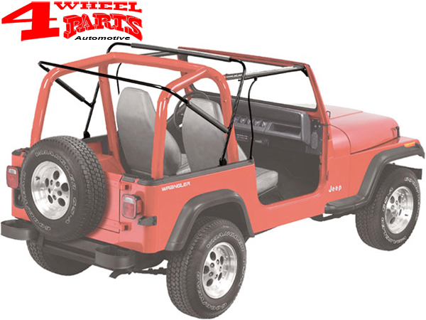 Supertop Soft Top incl. Soft Upper Doors Black Denim Jeep Wrangler YJ year  88-95 | 4 Wheel Parts