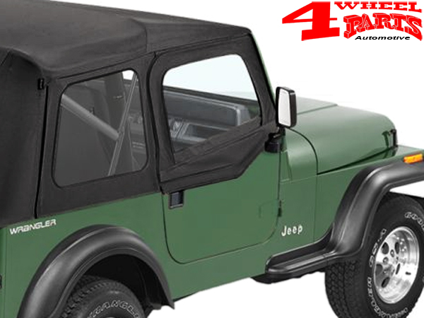 Soft Upper Doors Pair for Supertop Black Crush Bestop Jeep Wrangler YJ year  88-95 | 4 Wheel Parts