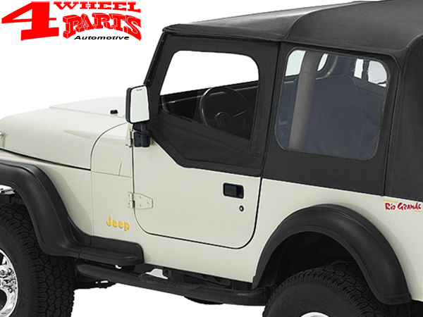Soft Upper Doors Pair for Factory Soft Black Denim Bestop Jeep Wrangler YJ  year 88-95 | 4 Wheel Parts