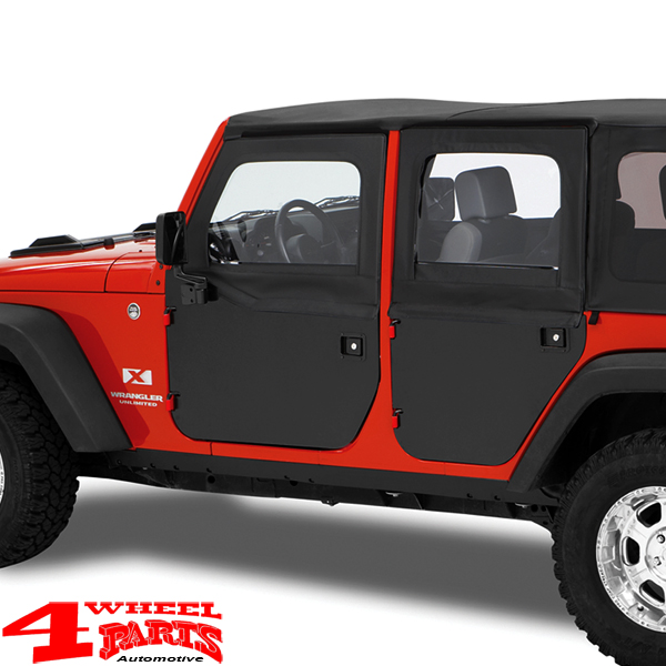 2-Piece Doors Pair Front Black Twill Bestop Jeep Wrangler JK year 07-18 2  or 4-doors | 4 Wheel Parts