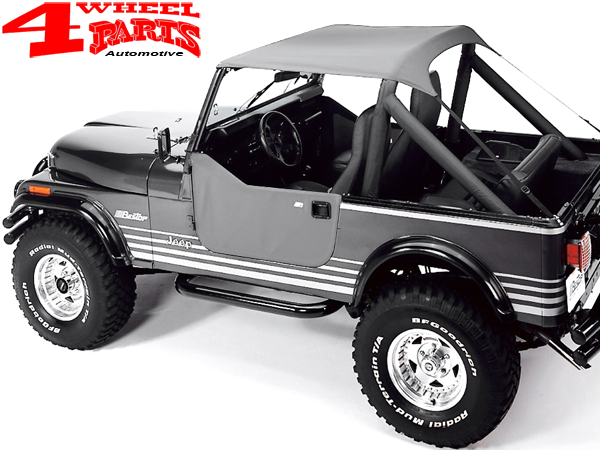 Bikini Top Traditional Gray Denim Bestop Jeep CJ7 + Wrangler YJ year 76-91  | 4 Wheel Parts