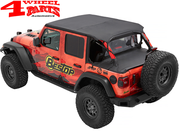 Safari Bikini Top Cable-Style Black Diamond Bestop Jeep Wrangler JL Unlimited year 18-23 4-doors | 4 Wheel Parts Safari Bikini Top Cable-Style Black Diamond Bestop Jeep Wrangler JL Unlimited year 18-23 4-doors | 4 Wheel Parts