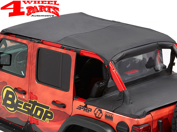 Extended Safari Header Bikini Top Black Diamond Bestop Jeep Wrangler JL  Unlimited year 18-23 4-doors | 4 Wheel Parts