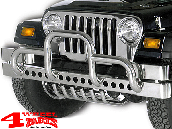 Skid plate under the Bumper Stainless Steel polished Jeep Wrangler TJ year  97-06 | 4 Wheel Parts