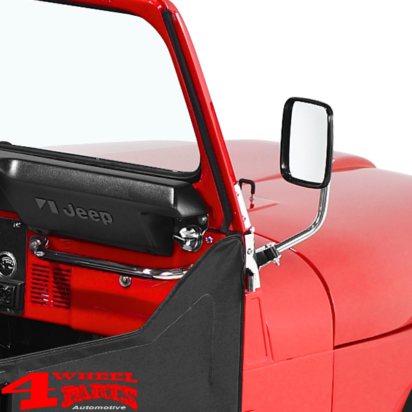 Mirror Set Stainless Steel polished Jeep CJ + Wrangler YJ year 55 