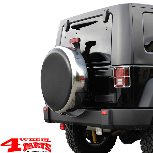 Spare Tire Cover Stainless Steel polished lockable Jeep Wrangler JK year 07-18  | 4 Wheel Parts