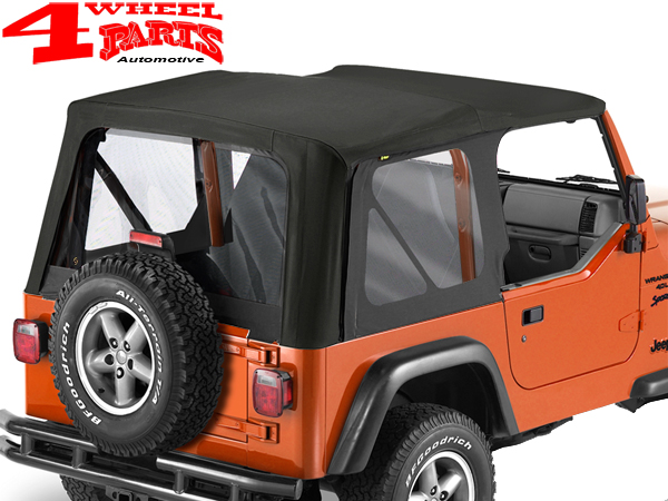 Replacement Soft Top Black Sailcloth with clear Wndows Jeep Wrangler TJ  year 03-06 | 4 Wheel Parts