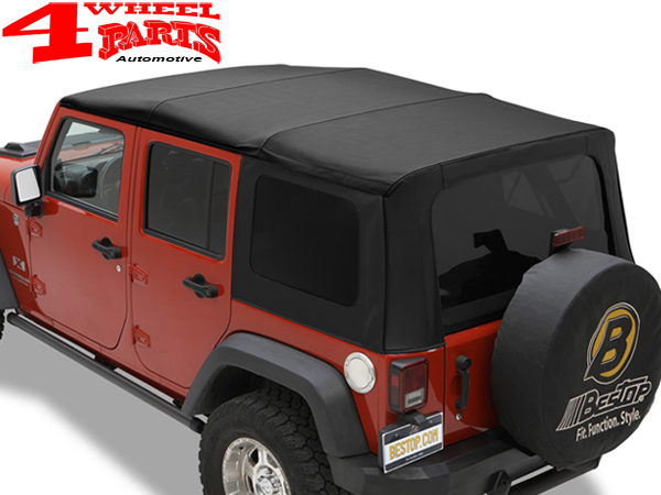 Replacement Soft Top Bestop Black Twill Textil 3-layer Jeep Wrangler JK  Unlimited year 07-09 4-doors | 4 Wheel Parts