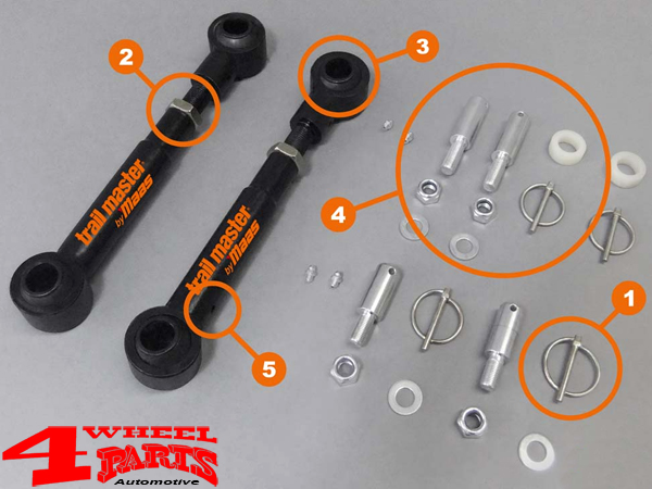 Sway Bar Disconnect End Links Front for Suspension Lift +75-125mm  Trailmaster Jeep Wrangler TJ year 97-06 | 4 Wheel Parts