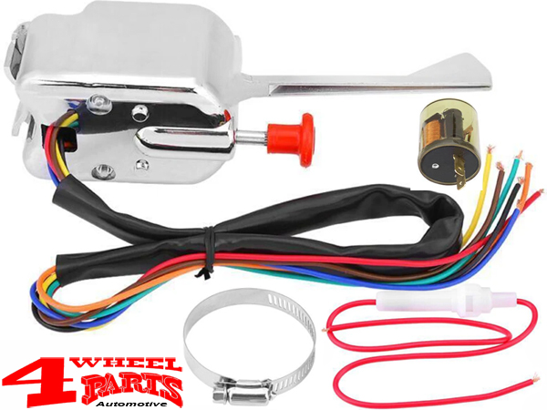 Turn Signal Switch Kit Chrome Jeep CJ5 + CJ6 + CJ2A + CJ3A + CJ3B 