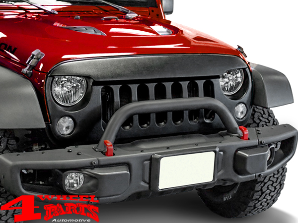 Front Winch Bumper with Hoop Over-Rider Guard Steel Black powder coated Jeep  Wrangler JK year 07-18 | 4 Wheel Parts