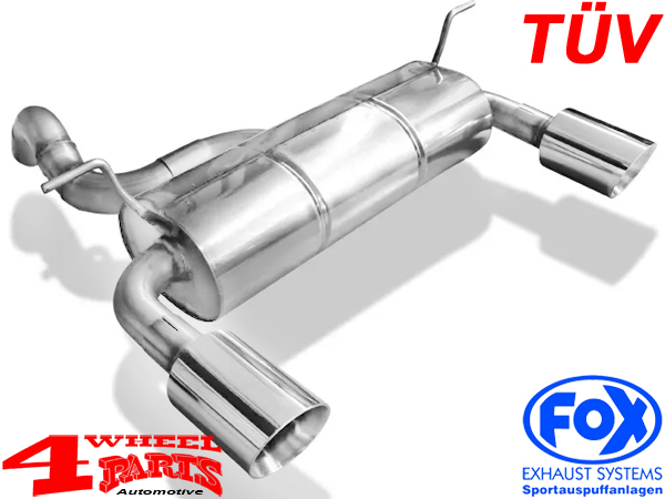 Sport Stainless Steel Cat-Back Exhaust System Round Ø 100 mm with TÜV from  Fox Jeep Wrangler JK + Unlimited year 07-18 2,8 L CRD + 6 Cyl. 3,6 + 3,8  Liter | 4 Wheel Parts