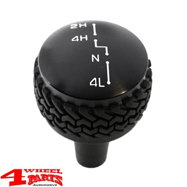 Billet Shift Knob Black with tire-tread grip for Transfer Case from Drake  Off Road Jeep Wrangler YJ year 87-95 | 4 Wheel Parts