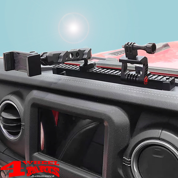 Elite Dash Multi-Mount Rail System over the Dashboard incl. Handy and GoPro  Camera Holder Jeep Wrangler JL year 18-23 + Gladiator JT year 19-23 | 4  Wheel Parts