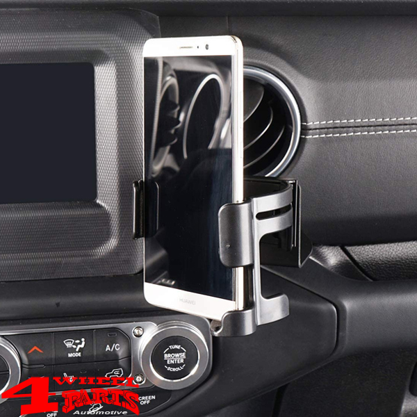 Cup and Phone Holder on the Grab Bar Jeep Wrangler JL year 18-23 + Gladiator JT year 19-23 | 4 Wheel Parts Cup and Phone Holder on the Grab Bar Jeep Wrangler JL year 18-23 + Gladiator JT year 19-23 | 4 Wheel Parts