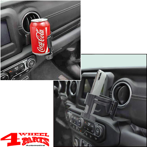 Cup and Phone Holder on the Grab Bar Jeep Wrangler JL year 18-23 + Gladiator JT year 19-23 | 4 Wheel Parts Cup and Phone Holder on the Grab Bar Jeep Wrangler JL year 18-23 + Gladiator JT year 19-23 | 4 Wheel Parts