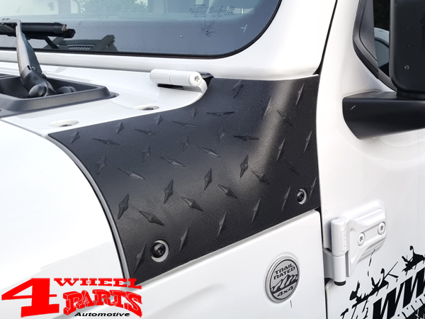 Body Armor Cowl Set 2 pce. Black Diamant Plate Optic Jeep Wrangler JK year  07-18 | 4 Wheel Parts