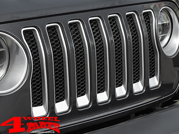 Front Grille inserts Screen in Silver Jeep Wrangler JL year 18-23 +  Gladiator JT year 19-23 | 4 Wheel Parts