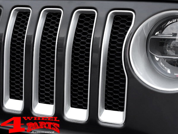 Front Grille inserts Screen in Silver Jeep Wrangler JL year 18-23 +  Gladiator JT year 19-23 | 4 Wheel Parts