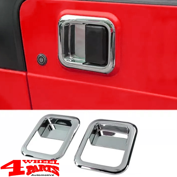 Door Paddle Handle Recesses Set Chrome Steel Door Outside Right and Left  Jeep CJ + Wrangler YJ TJ year 81-06t and Left Jeep CJ + Wrangler YJ TJ year  81-06 | 4 Wheel Parts