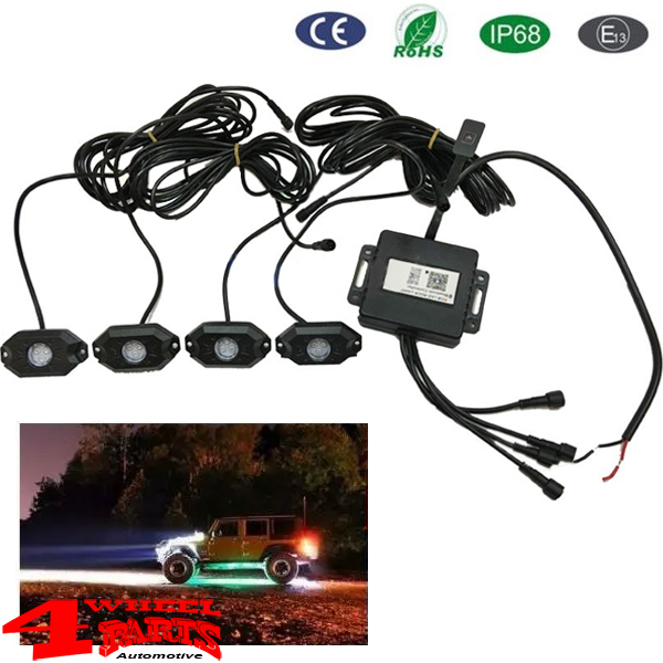 LED Kotflügelbeleuchtung Unterbodenbeleuchtung 4-teilig mit App Steuerung  Jeep Wrangler JK JL Bj. 07-23 + Gladiator JT Bj. 19-23