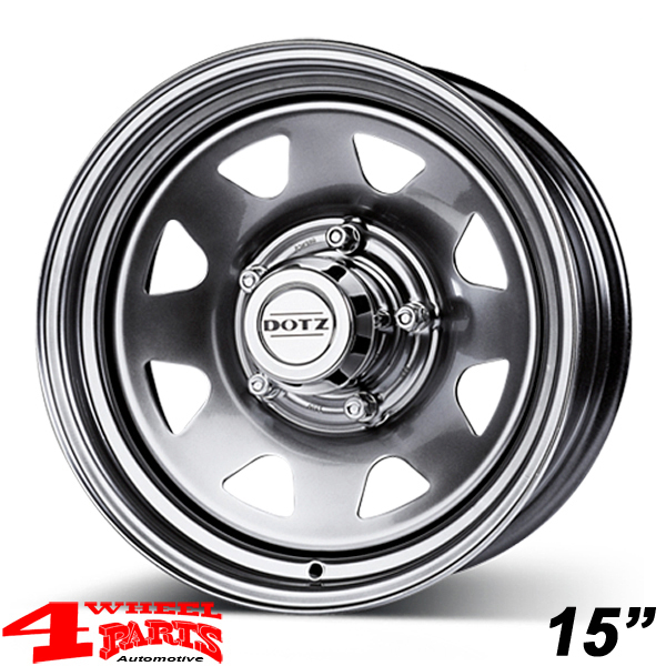 Steel Wheel Dotz 4x4 Dakar Silver 7x15 ET +5 incl. TÜV Jeep Wrangler TJ  year 97-06 | 4 Wheel Parts