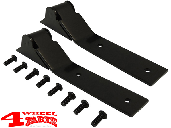 Tailgate Hinge Set in Stainless Steel Black powder coated Jeep Wrangler YJ  year 87-95 | 4 Wheel Parts