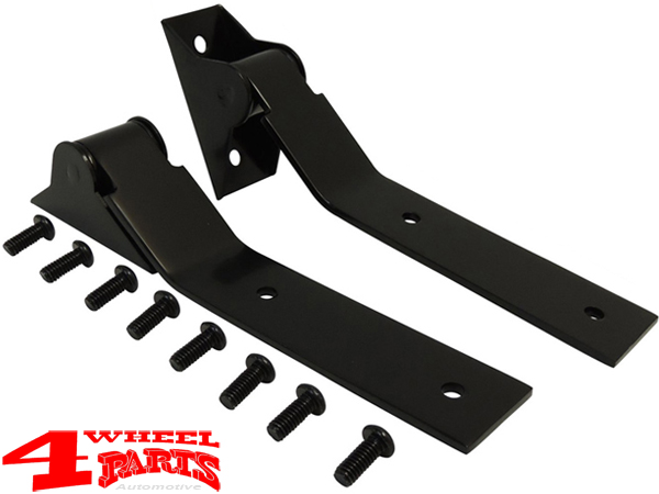 Tailgate Hinge Set in Stainless Steel Black powder coated Jeep Wrangler YJ  year 87-95 | 4 Wheel Parts