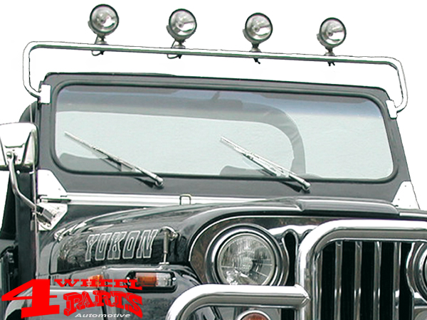 Light Bar Windshield Mounted Stainless Steel Jeep CJ + Wrangler YJ year 76- 95 | 4 Wheel Parts