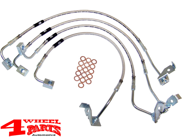 Brake Hose Kit Stainless Steel Front & Rear Jeep Wrangler JK year 07-10 | 4  Wheel Parts