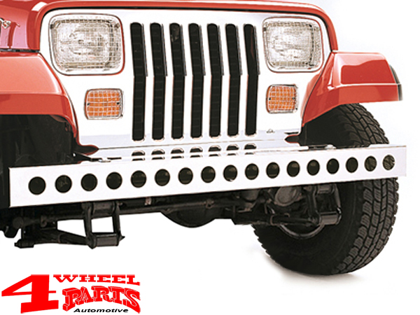 Front Bumper with Holes Stainless Steel polished Jeep Wrangler YJ year 87-95  | 4 Wheel Parts