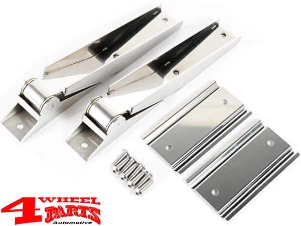 Tailgate Hinge Set in Stainless Steel polished Heavy Duty Jeep Wrangler TJ  year 97-06 | 4 Wheel Parts