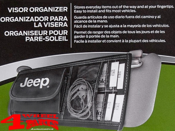 Sun Visor Media Organizer Pocket with "Jeep" Logo
