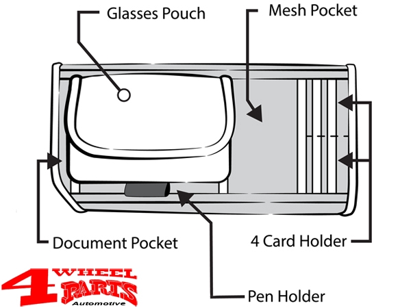 Sun Visor Media Organizer Pocket with "Jeep" Logo