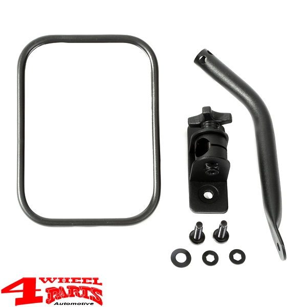 Side Mirror Black Textured Rectangular Wrangler TJ JK year 97-18