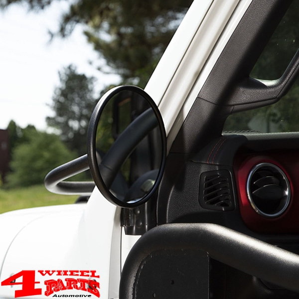 Mirror Set Sidemirrors Black Satin Round Wrangler JL JT year 18-24