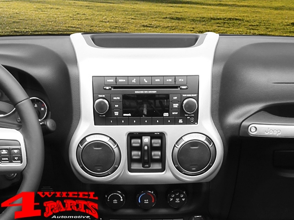 Silver Brushed Center Radio Console Trim Jeep Wrangler JK year 11-18 | 4  Wheel Parts