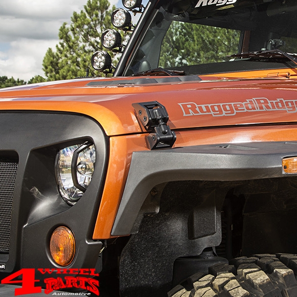 Hood Catch Set Aluminum textured adjustable Wrangler JK year 07-18
