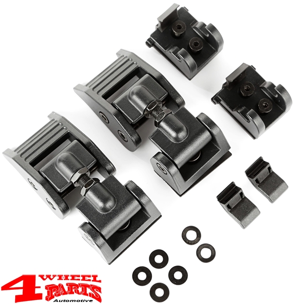 Hood Catch Set Aluminum textured adjustable Wrangler JK year 07-18