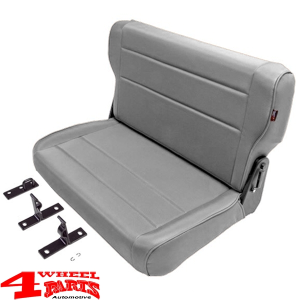 Rear Seat Bench Gray Denim CJ + Wrangler YJ year 76-95