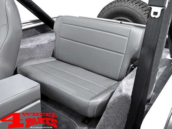 Rear Seat Bench Gray Denim CJ + Wrangler YJ year 76-95