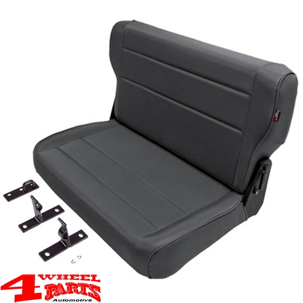 Rear Seat Bench Black Denim CJ + Wrangler YJ year 76-95