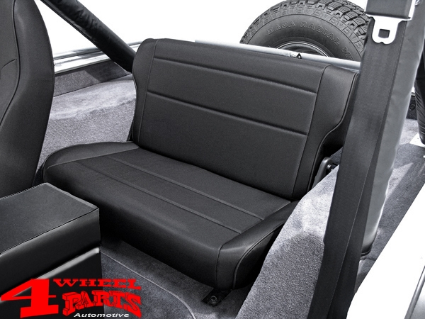 Rear Seat Bench Black Denim CJ + Wrangler YJ year 76-95