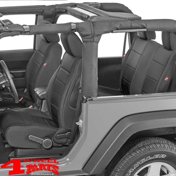 Sitzbezüge und Rücksitzbankbezug Set vorne und hinten schwarz Neopren Jeep  Wrangler JK Unlimited Bj. 07-10 4-Türer