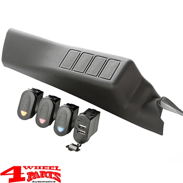 Schalterkonsole A-Säule + 3 Schalter + USB links Wrangler JK 11-18