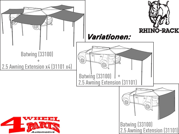 Rhino Rack Erweiterungsteil Sunseeker, Foxwing Batwing, Markise 2,5m