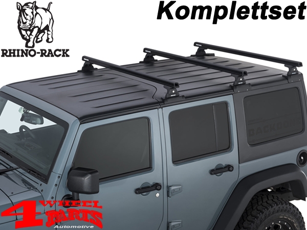 Overhead Rhino Rack Mounting Kit + Heavy Duty Bars Black JK year 07-18 4-doors