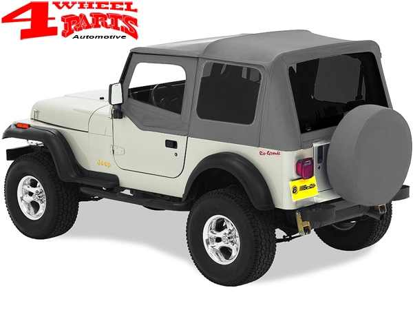 Replacement Soft Top with Door Skins and with tinted windows Gray Denim  Bestop Jeep Wrangler YJ year 88-95 | 4 Wheel Parts