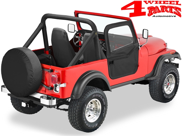 2-Piece Doors Pair Black Denim Bestop Jeep CJ7 year 76-80