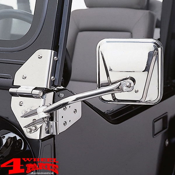 Mirror Set Stainless Steel polished Jeep CJ + Wrangler YJ year 55 
